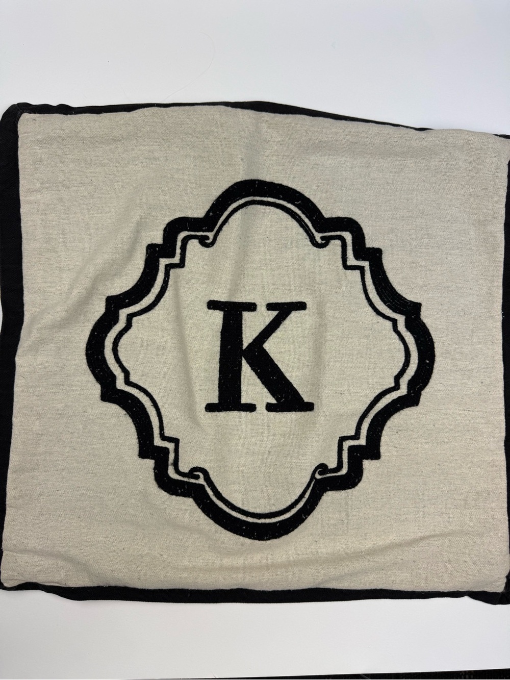 Monogram K Black and Cream Pillow Cover